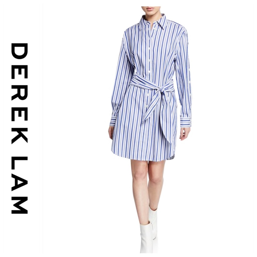 💕SALE💕NWT Derek Lam Red Striped Tie Shirt Dress